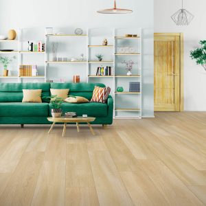 Green sofa on Laminate Flooring | H&R Carpets and Flooring